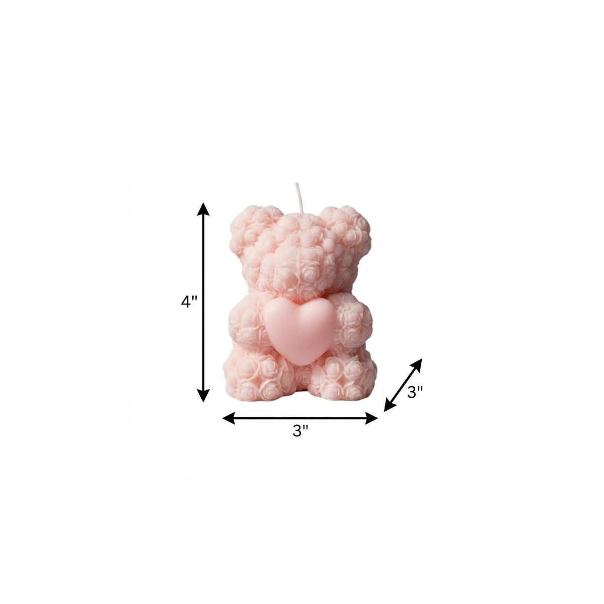 4" Pink Unscented Dimensional Teddy Bear Candle - Home & Garden