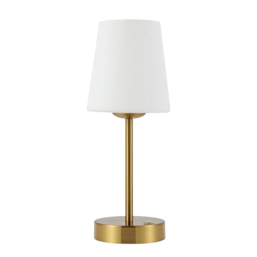 13" Gold USB Table Lamp With Empire Shade - Lighting