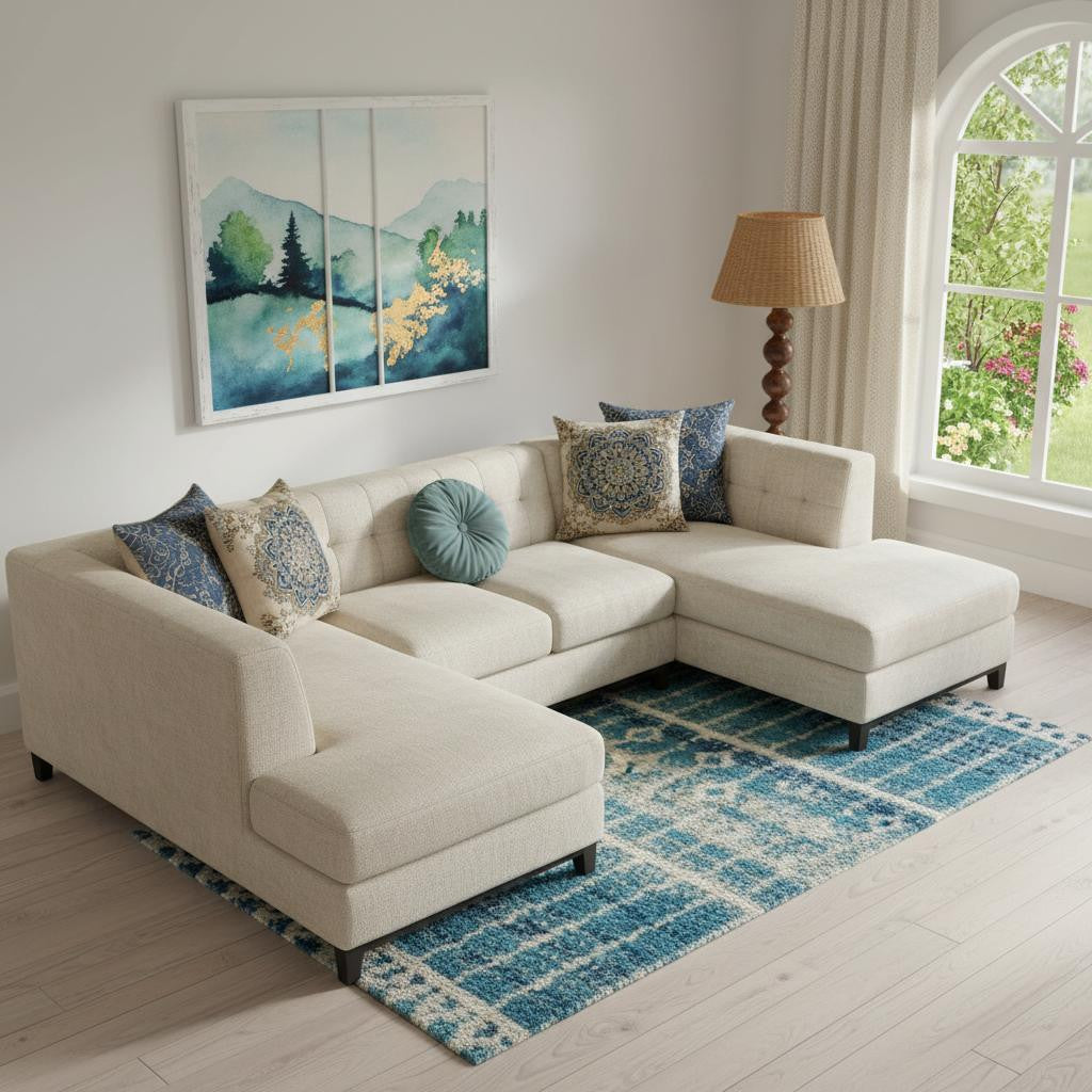 6' X 9' Navy Blue Geometric Power Loom Area Rug - Home & Garden
