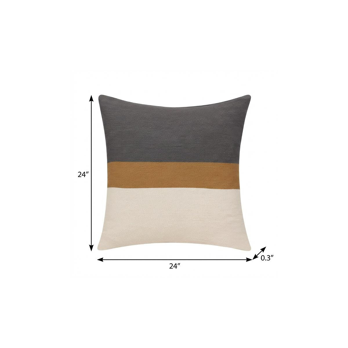 24" Brown And Gray Striped Cotton Throw Pillow Cover - Home & Garden