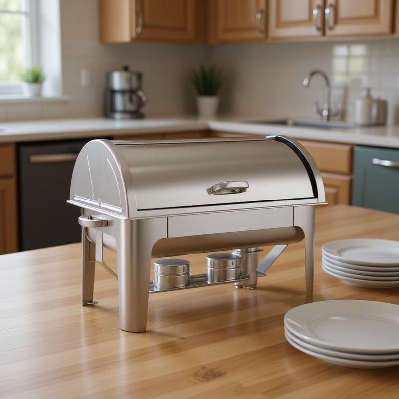 14" Silver Stainless Steel Chafing Dish With Stand - Kitchen & Dining