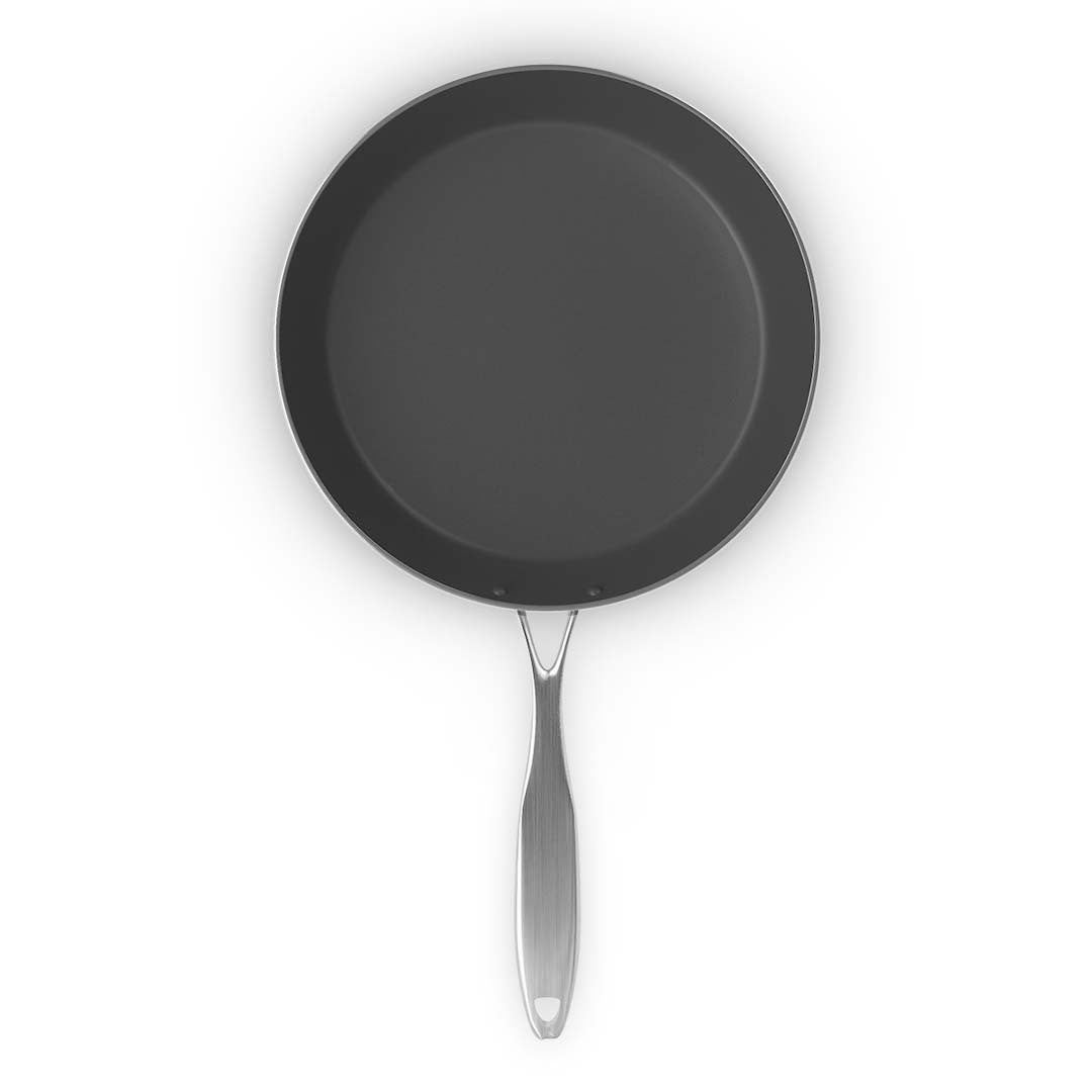 13" Black And Silver Stainless Steel Frying Pan - Kitchen & Dining