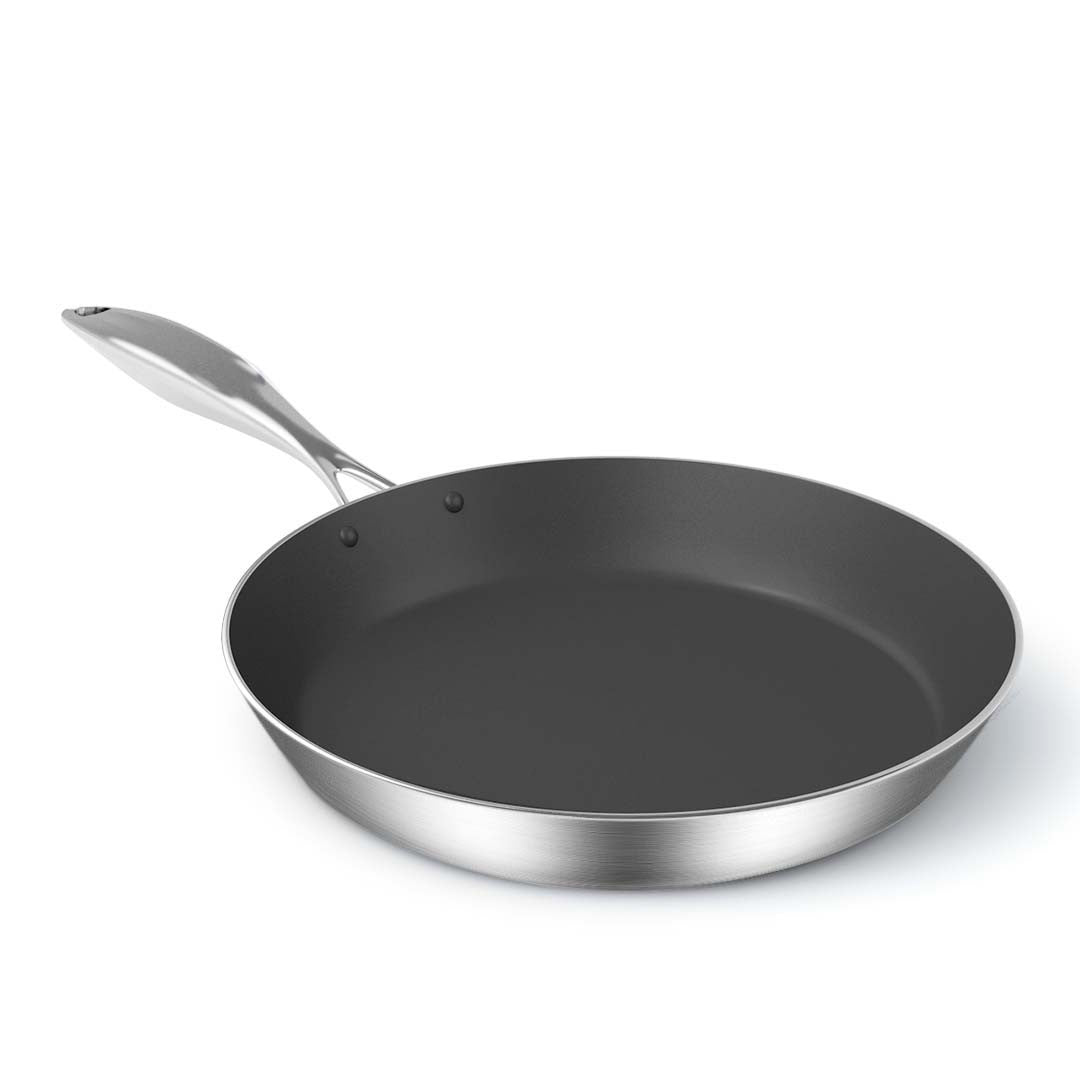 13" Black And Silver Stainless Steel Frying Pan - Kitchen & Dining