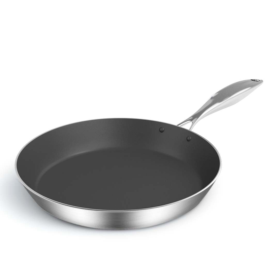 13" Black And Silver Stainless Steel Frying Pan - Kitchen & Dining