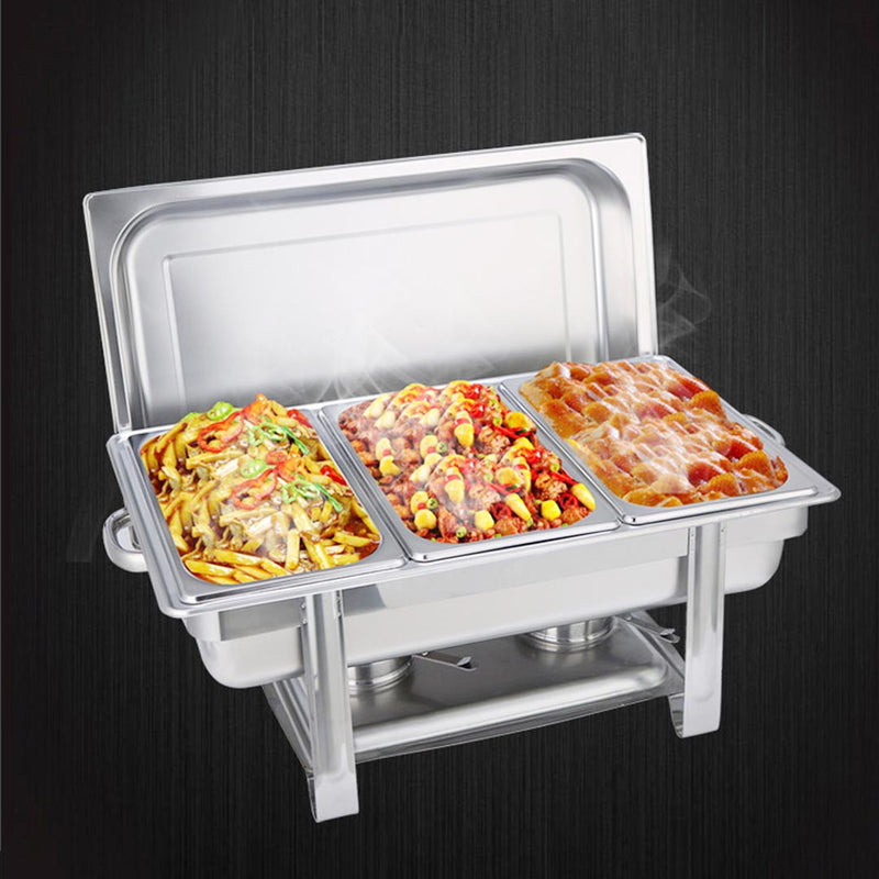 9" Silver Stainless Steel Chafing Dish With Stand - Kitchen & Dining