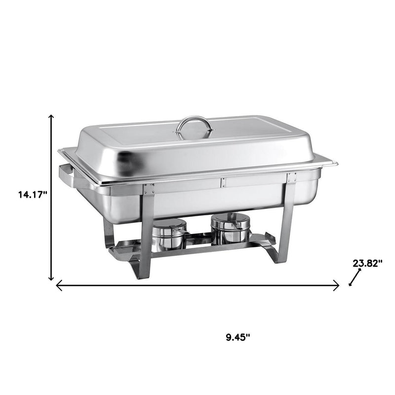 9" Silver Stainless Steel Chafing Dish With Stand - Kitchen & Dining
