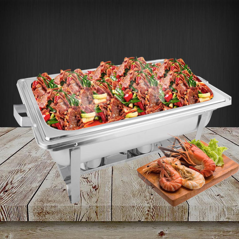 9" Silver Stainless Steel Chafing Dish With Stand - Kitchen & Dining