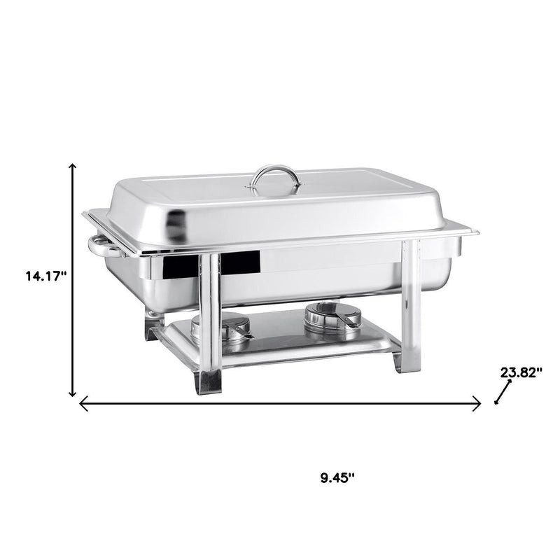 9" Silver Stainless Steel Chafing Dish With Stand - Kitchen & Dining