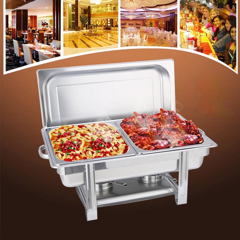 9" Silver Stainless Steel Chafing Dish With Stand - Kitchen & Dining