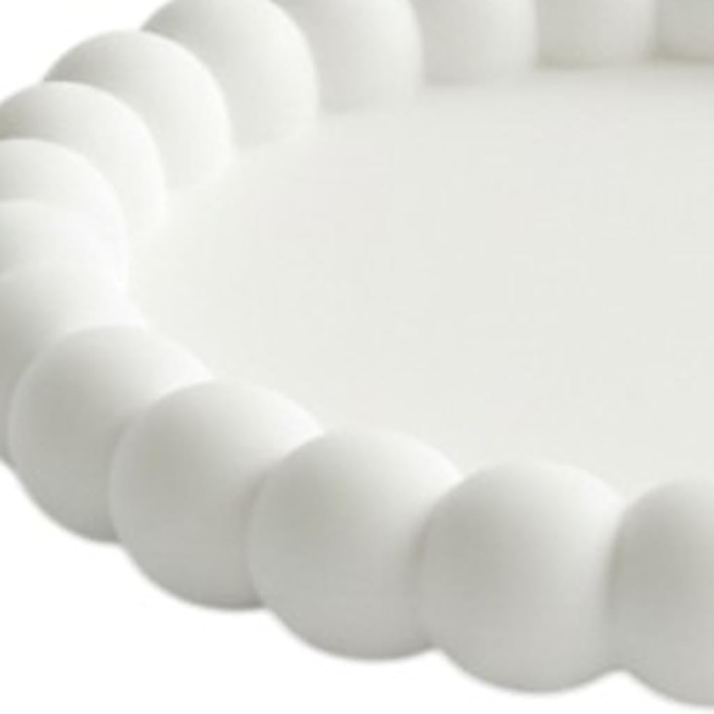 6" White Resin Handmade Round Trinket Tray - Kitchen & Dining