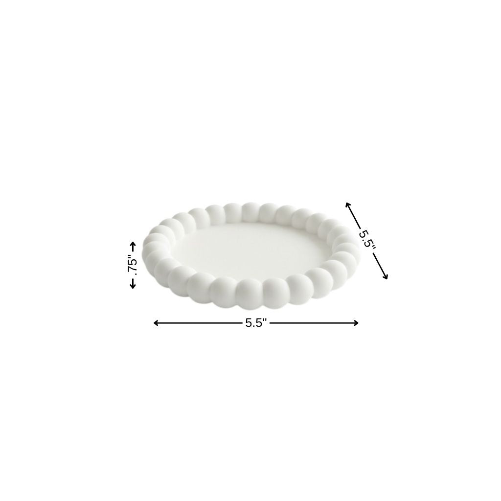 6" White Resin Handmade Round Trinket Tray - Kitchen & Dining