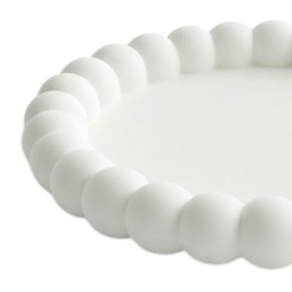 6" White Resin Handmade Round Trinket Tray - Kitchen & Dining
