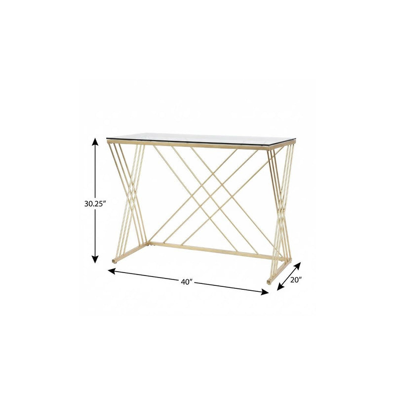 40" Clear and Gold Glass and Iron Sled - Office