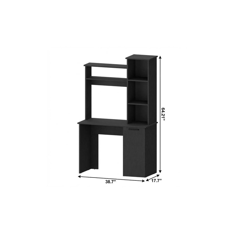 39" Black Computer Desk With Hutch - Office