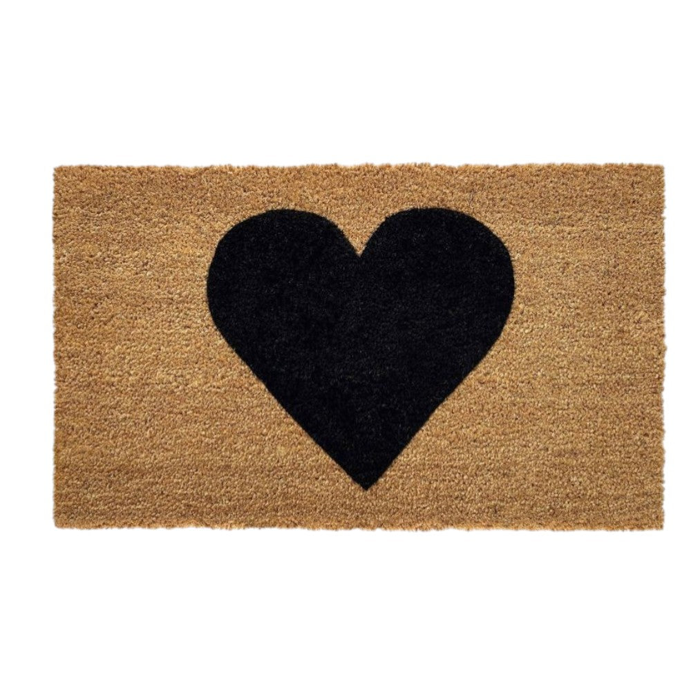 20" X 34" Brown And Black Heart Outdoor Coir Door Mat - Home & Garden