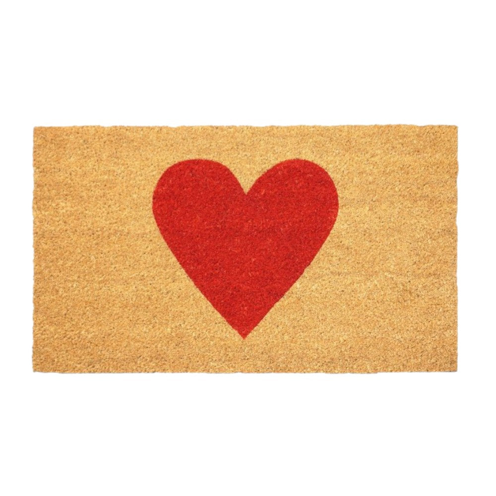 20" X 34" Brown And Red Heart Outdoor Coir Door Mat - Home & Garden