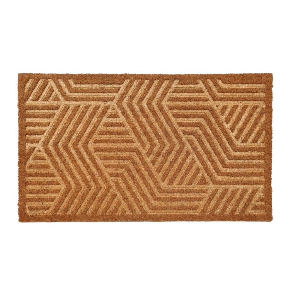 18" X 30" Beige and White Coir Outdoor Door Mat - Home & Garden