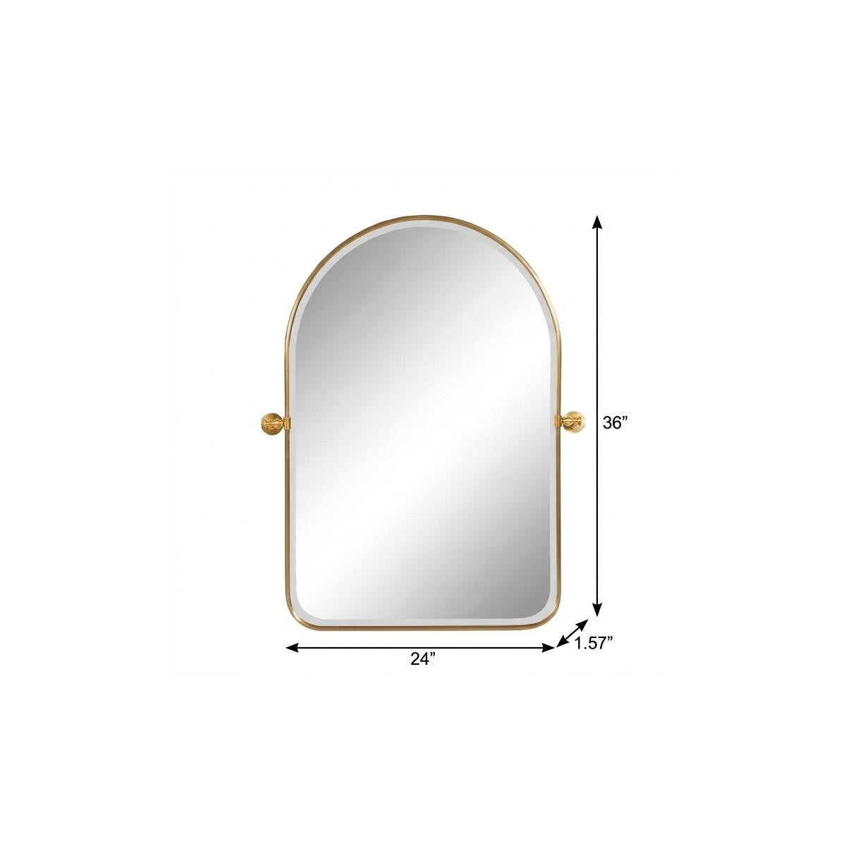 36" Gold Iron Arch Tilting Framed Bathroom Vanity Mirror - Bed & Bath