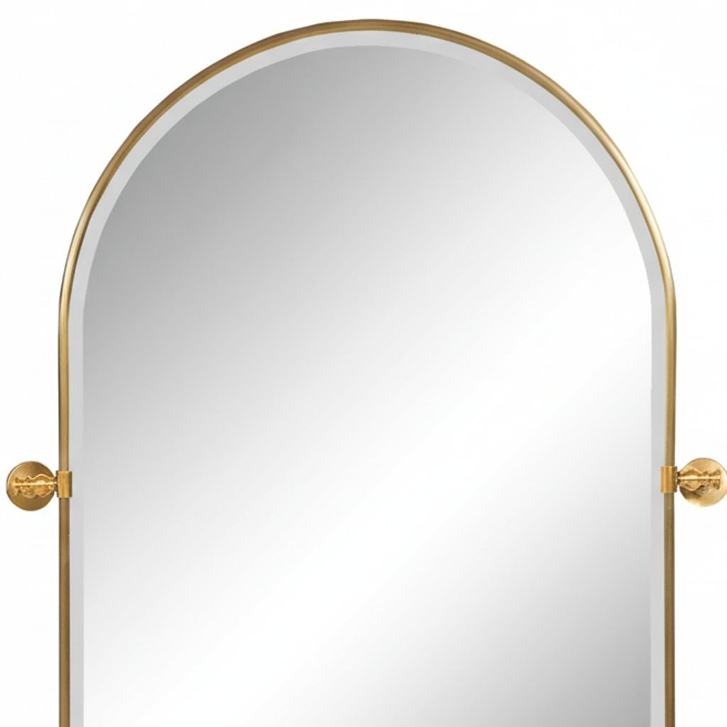 36" Gold Iron Arch Tilting Framed Bathroom Vanity Mirror - Bed & Bath