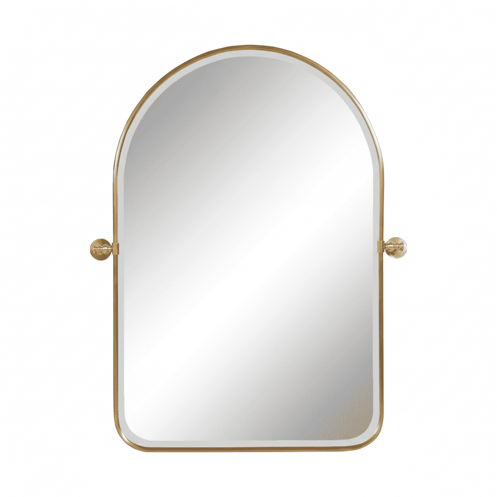 36" Gold Iron Arch Tilting Framed Bathroom Vanity Mirror - Bed & Bath