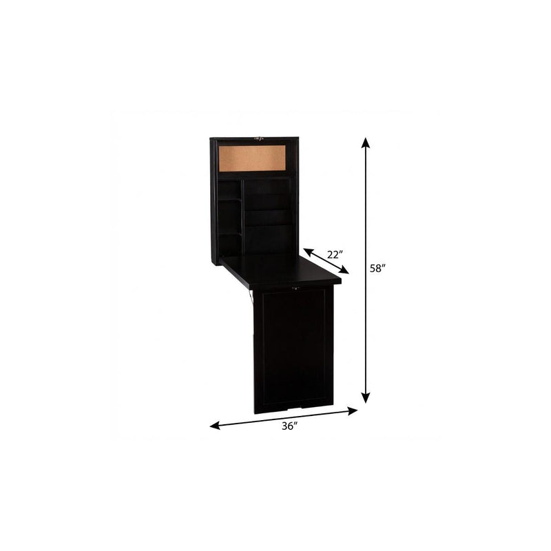 22" Black Secretary Desk - Office