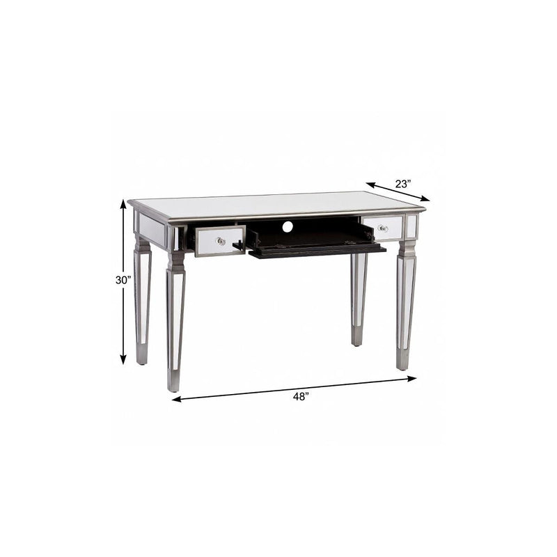 48" Silver Wood Mirrored With Three Drawers - Office