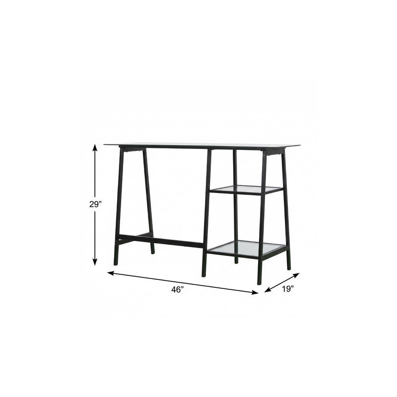 46" Clear and Black Glass Writing Desk - Office
