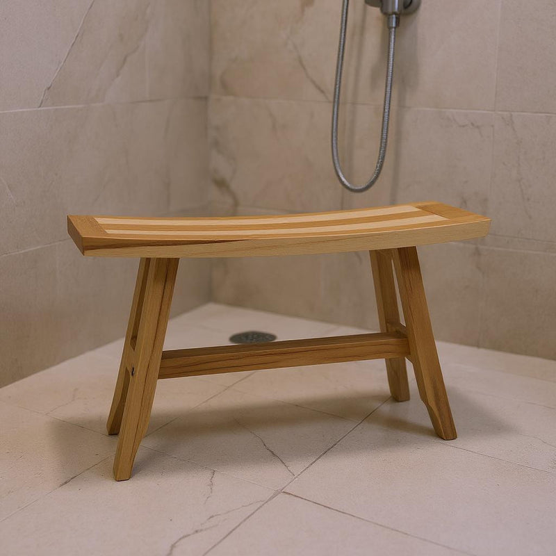 28" Natural Teak Rectangular Shower Bench - Bed & Bath