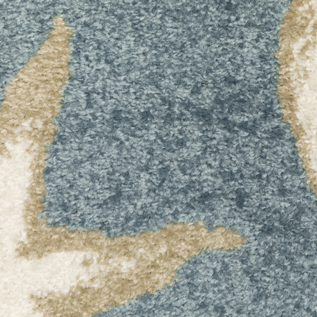 5' X 7' Blue And Beige Seashell and Coral Area Rug - Home & Garden