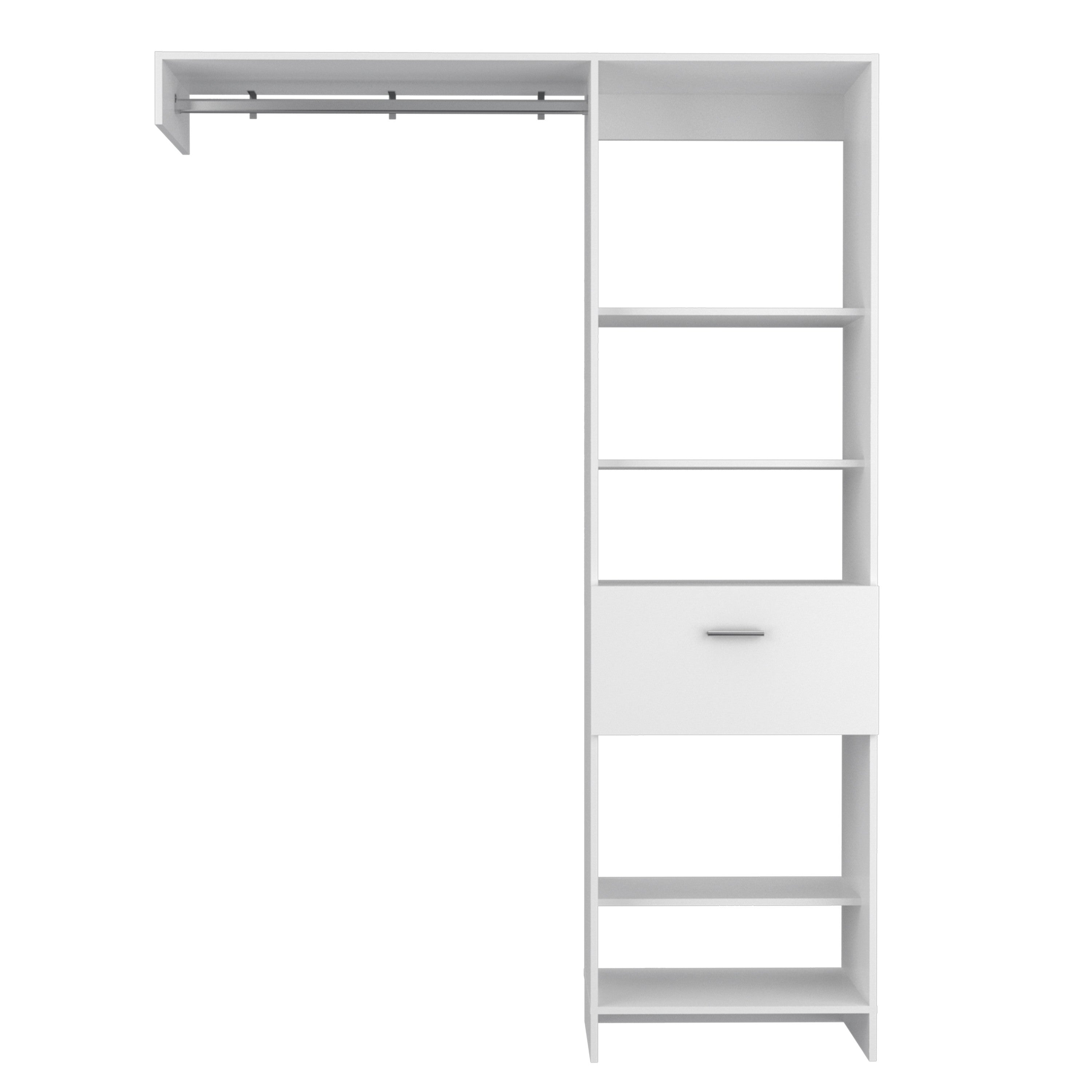 60" White Wood And Metal Single Drawer Closet System - Office