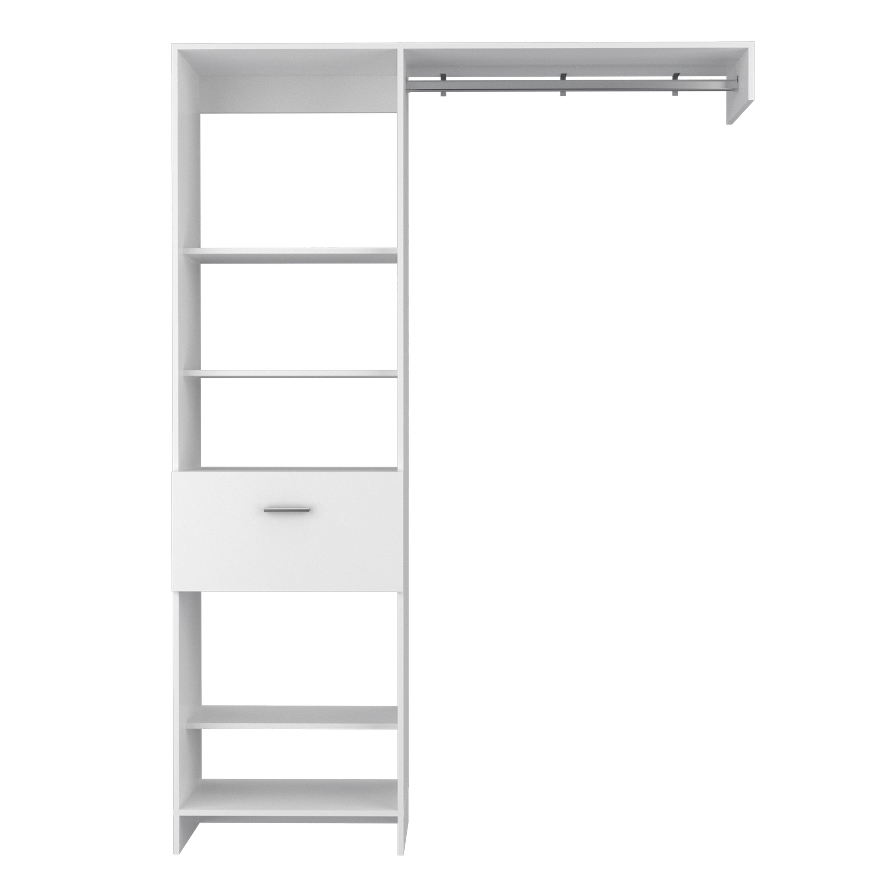 60" White Wood And Metal Single Drawer Closet System - Office