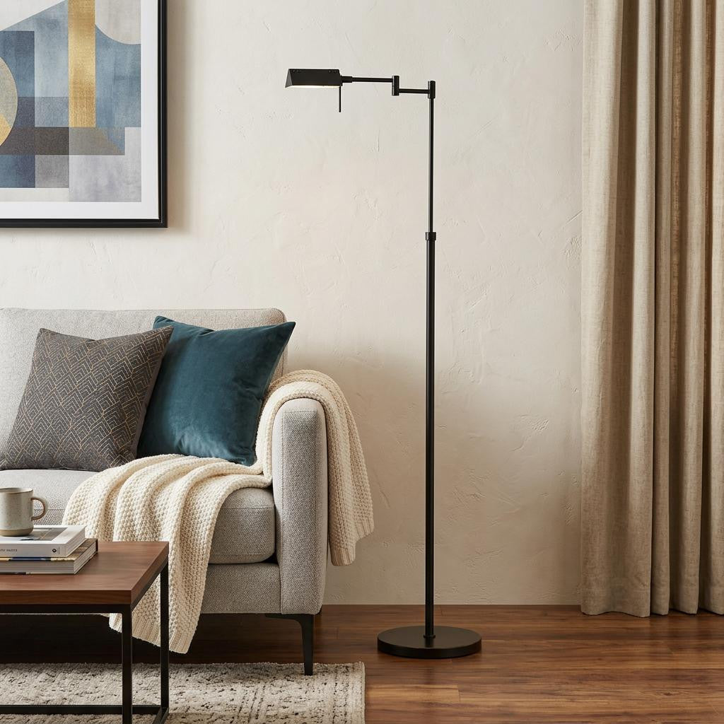 61" Bronze Adjustable Swing Arm Floor Lamp - Lighting