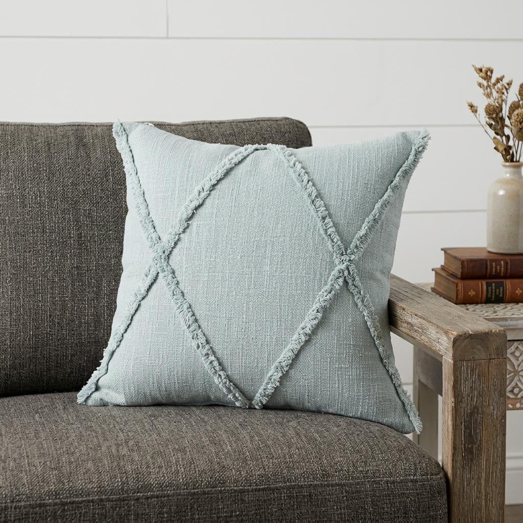 18" Blue Cotton Throw Pillow - Home & Garden