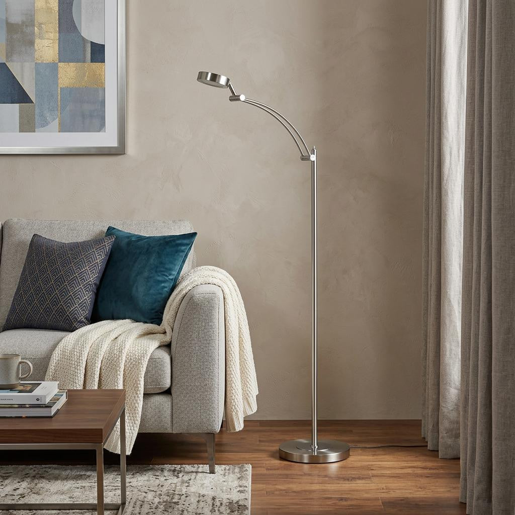 54" Silver Adjustable LED Task Floor Lamp With Silver - Lighting