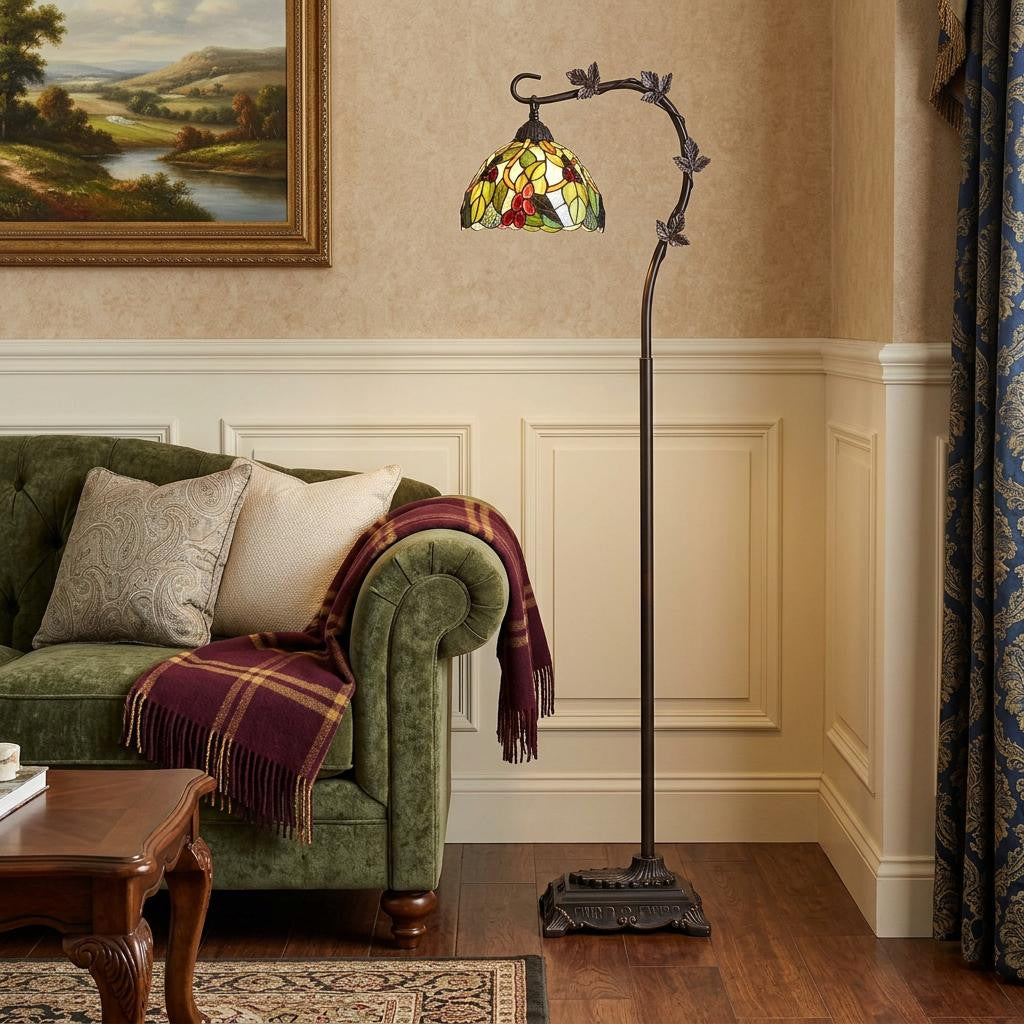 61" Bronze Floor Lamp With Green And Yellow Glass Dome Shade - Lighting