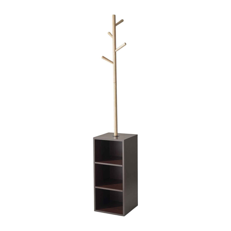 12" X 12" X 69" Walnut Walnut Storage Coat Rack - Office Supplies