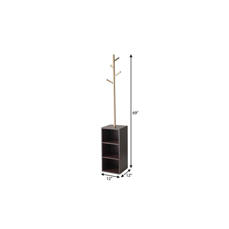 12" X 12" X 69" Walnut Walnut Storage Coat Rack - Office Supplies