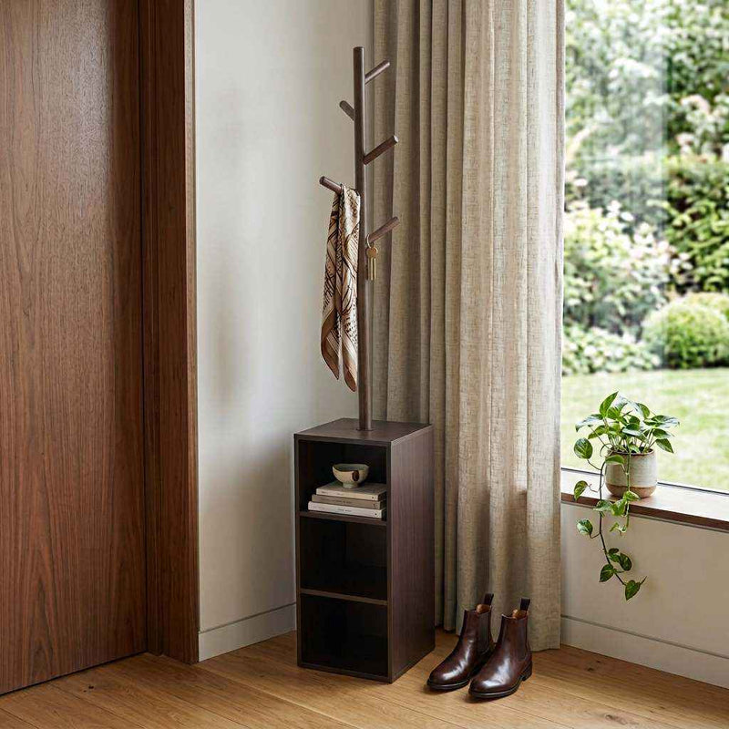 12" X 12" X 69" Walnut Walnut Storage Coat Rack - Office Supplies