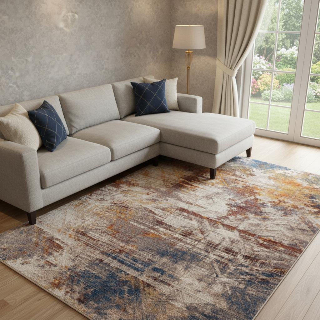 8' X 10' Gray Abstract Distressed Area Rug - Home Decor