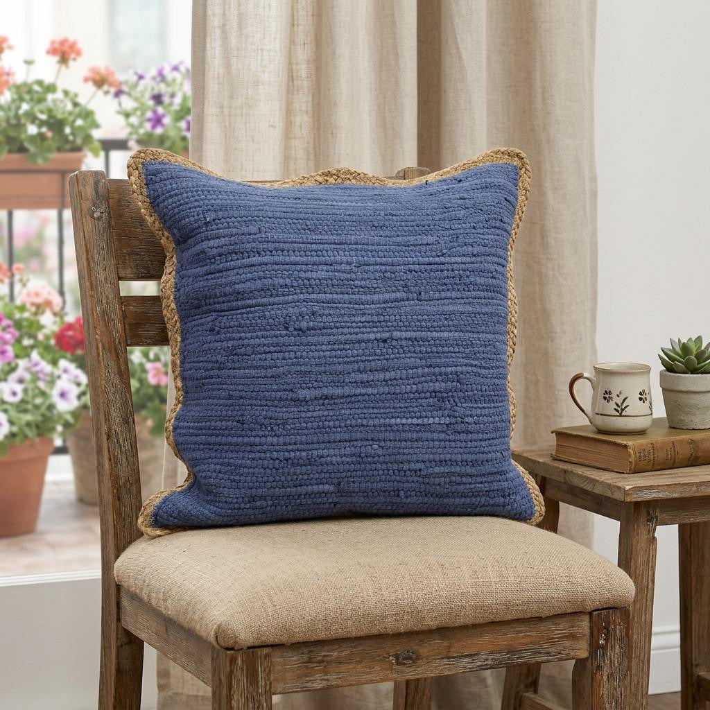 20" Blue and Beige Throw Pillow - Home & Garden