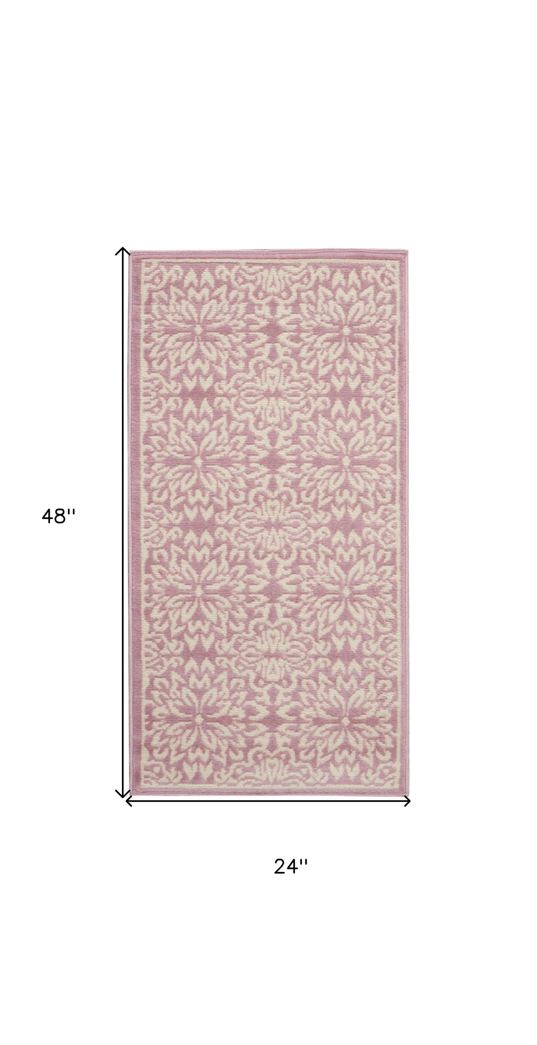 2' X 4' Pink Floral Power Loom Area Rug - Home & Garden