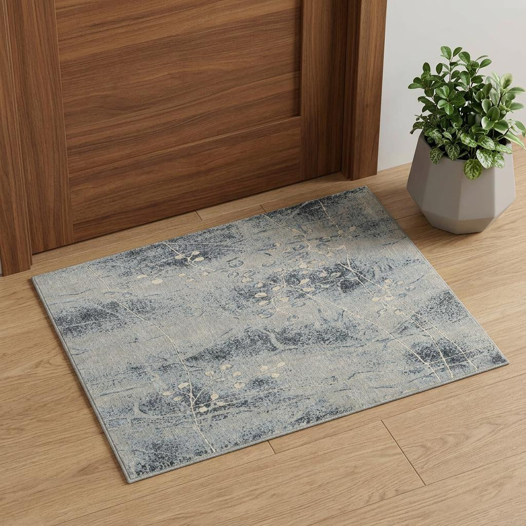 2' X 3' Blue Floral Power Loom Area Rug - Home & Garden