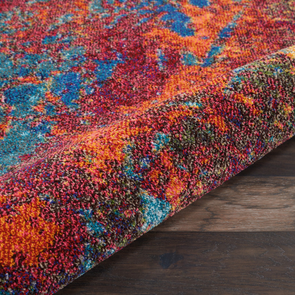 7' X 10' Blue and Orange Abstract Power Loom Area Rug - Home & Garden