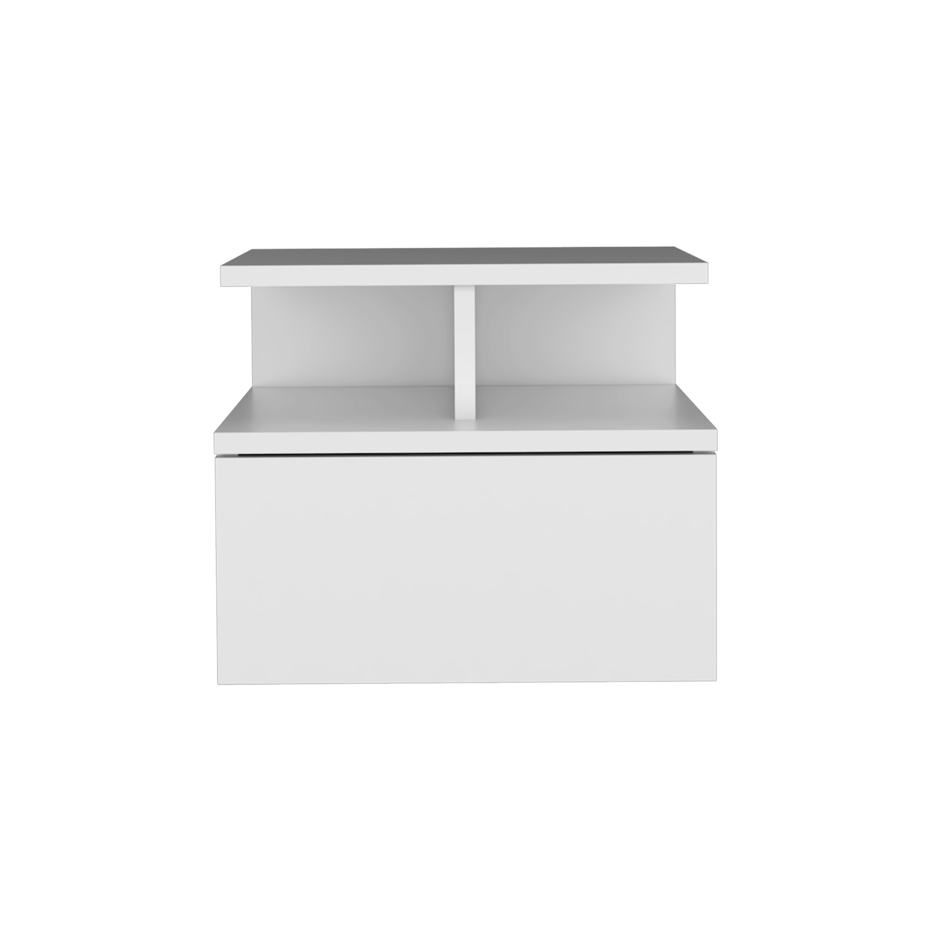 14" White Wood One Drawer Floating Nightstand - Bed & Bath