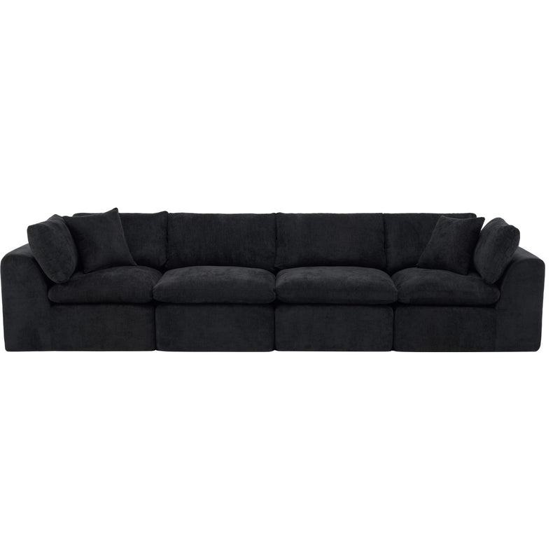 138" Black Chenille Modular Sofa With Toss Pillows - Living Room