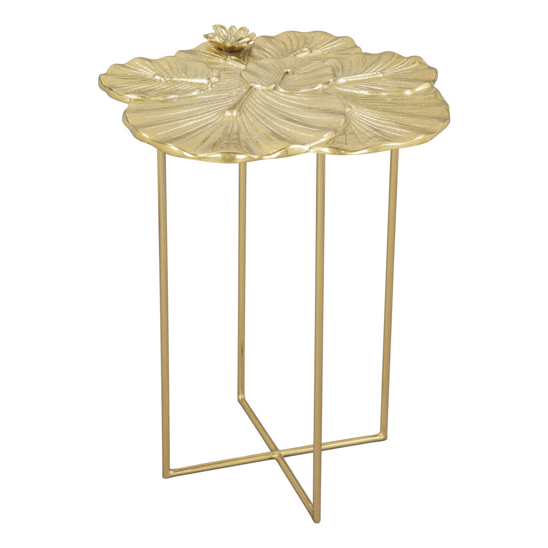 21" Gold Aluminum And Iron Cross Legs End Table - Living Room
