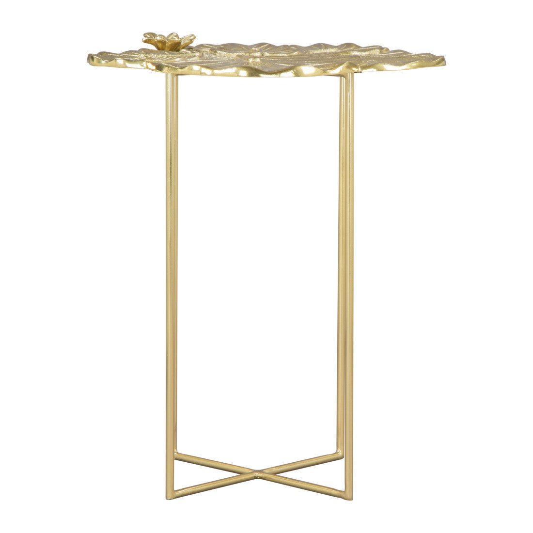 21" Gold Aluminum And Iron Cross Legs End Table - Living Room