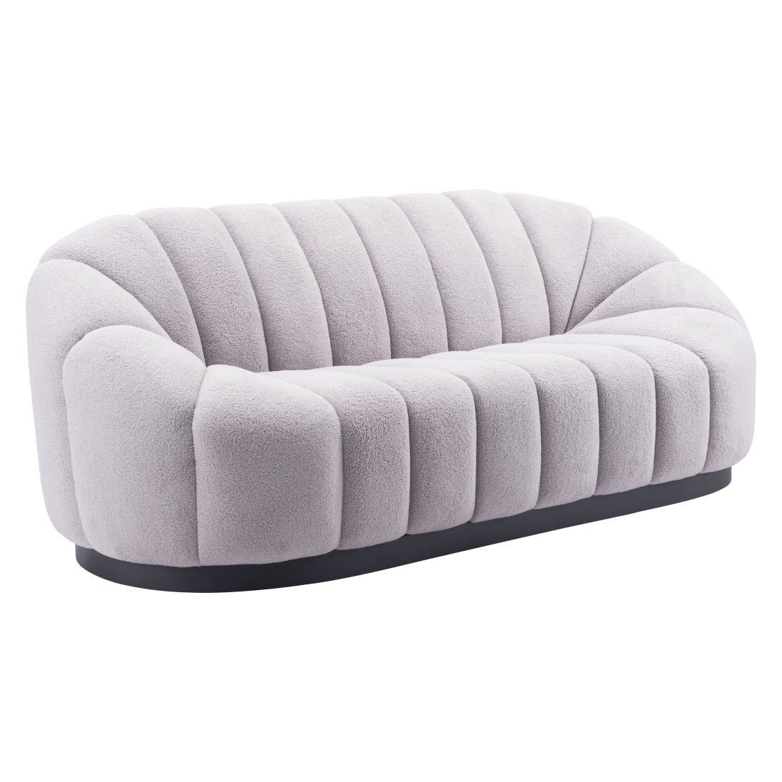 85" Light Gray Upholstered Curved Sofa - Living Room