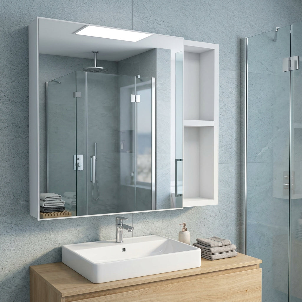 20" White Wood Freestanding Single Door Bathroom Vanity And Medicine Cabinet With Mirror - Bed & Bath