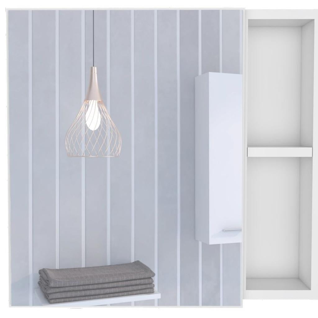 20" White Wood Freestanding Single Door Bathroom Vanity And Medicine Cabinet With Mirror - Bed & Bath